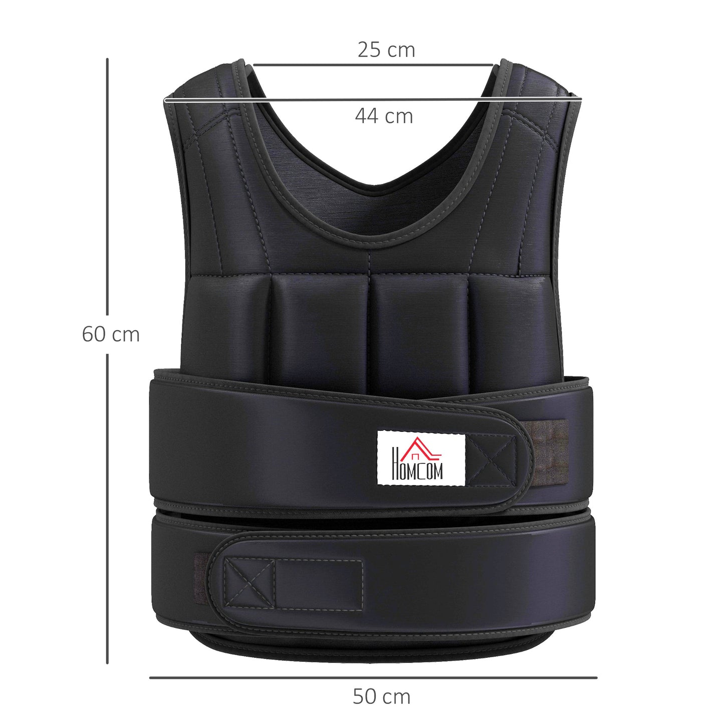 HOMCOM 20kg Weighted Vest, Adjustable Running Weight Vest with 38 Weight Bags for Men or Women Cardio Exercise, Black