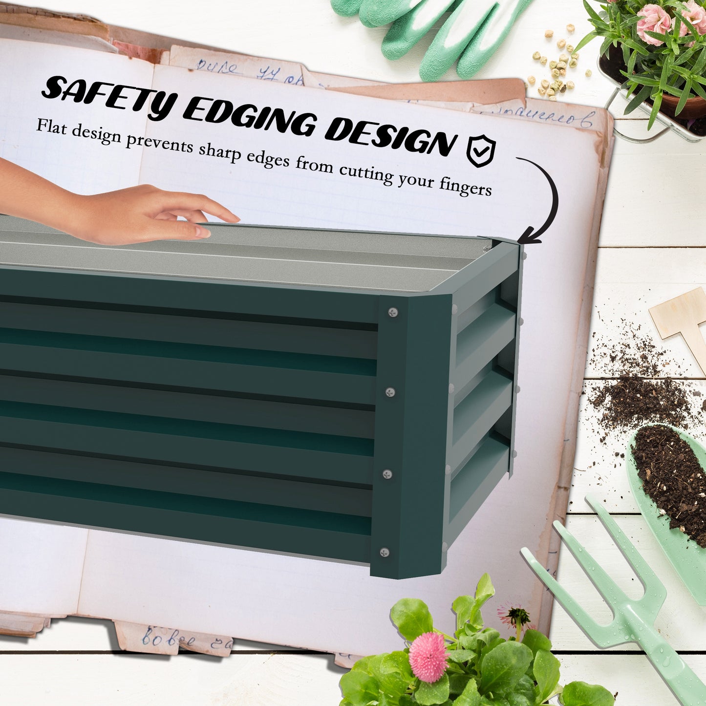 Zestaw dwóch stalowych skrzynek do sadzenia Outsunny o wymiarach 110 x 65 cm – zielony