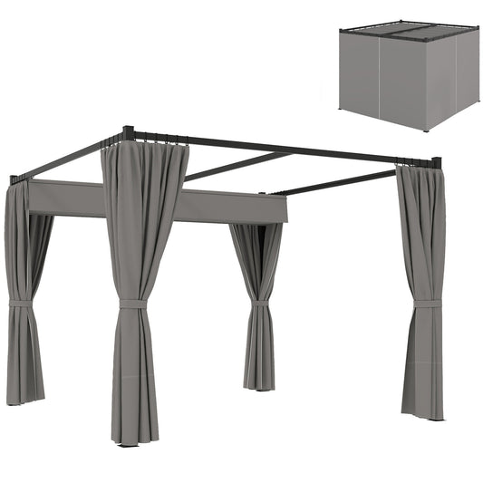 Outsunny 3 x 3m Ruchoma metalowa pergola z baldachimem i zasłonami - Szara