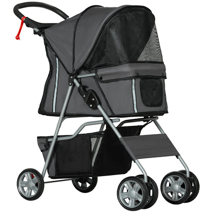 PawHut Foldable Pet Stroller for Small and Miniature Dog, Dark Grey