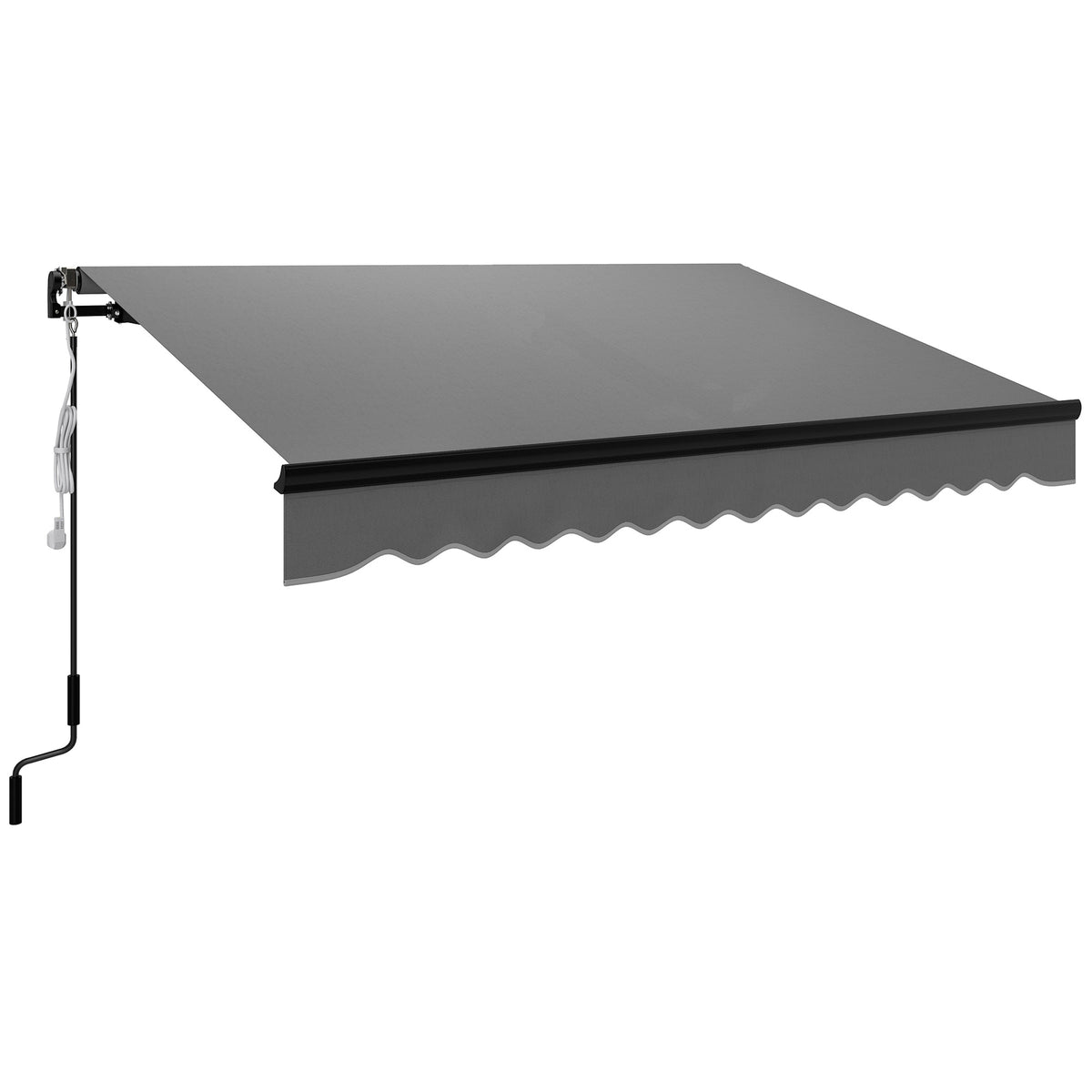 Outsunny 3 x 2.5m Electric Awning with LED Light and Remote Controller, Aluminium Frame DIY Retractable Awning, UV50+ Sun Shade Canopy for Garden Patio Deck Door Window, Dark Grey