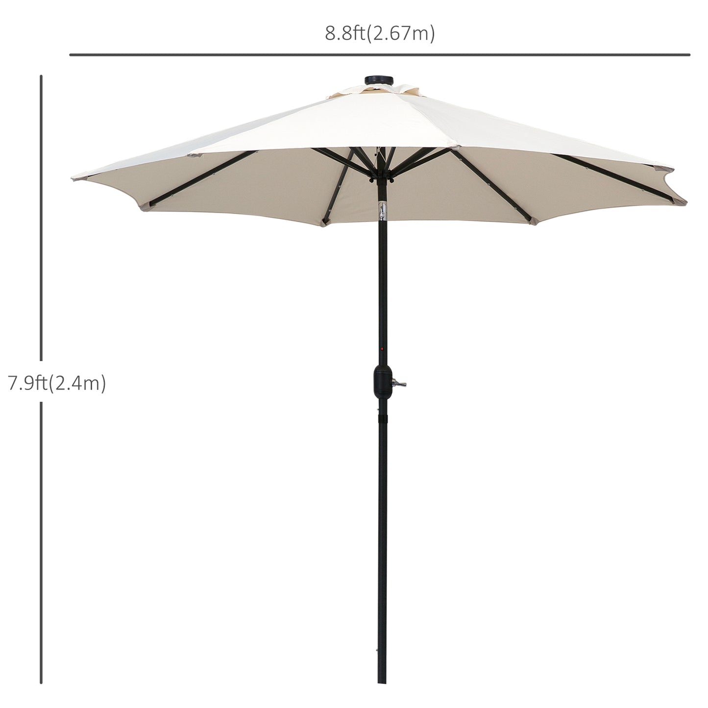 Outsunny 2,7m Parasol ogrodowy z korbką i 24 diodami LED (kremowy)