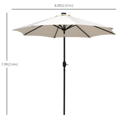 Outsunny 2,7m Parasol ogrodowy z korbką i 24 diodami LED (kremowy)