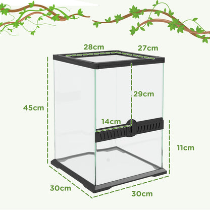 PawHut 40L Vivarium for Lizards Frogs Snakes Turtles Tortoises w/ Anti Escape Design, Ventilation