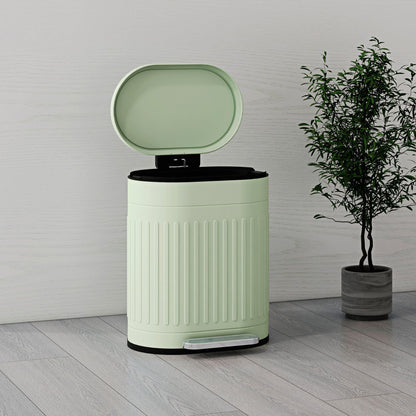 HOMCOM 20 Litre Pedal Bin, Fingerprint Proof Kitchen Bin with Soft-close Lid, Metal Rubbish Bin with Foot Pedal and Removable Inner Bucket, Light Green