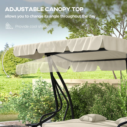 Outsunny Convertible Three-Seater Swing Chair Bed - Cream