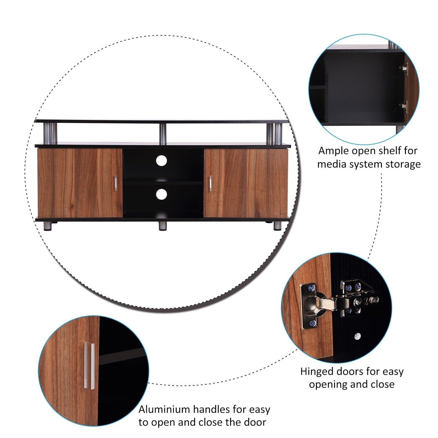 Retro Style TV Unit Stand 120Lx40Wx52.2H cm-Black