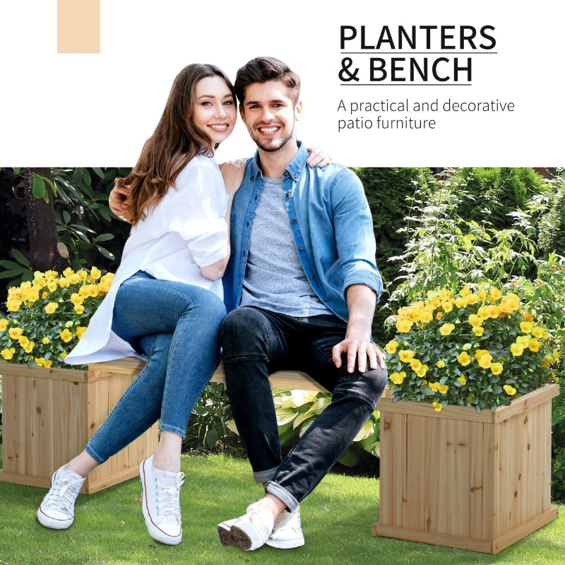 37L Wooden Garden Planter And Bench