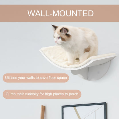 PawHut Wood Cat Shelves Wall-Mounted Shelter Curved Kitten Bed Cat Perch Climber Cat Furniture