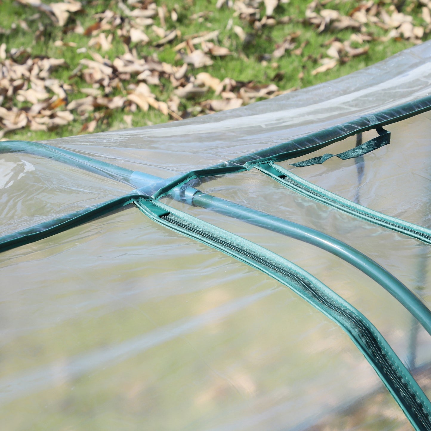 Outsunny Mini Greenhouse, mała szklarnia tunelowa z polietylenu z drzwiami na suwak, stalowa rama do ogrodu na patio, 300 x 100 x 80 cm, przezroczysta
