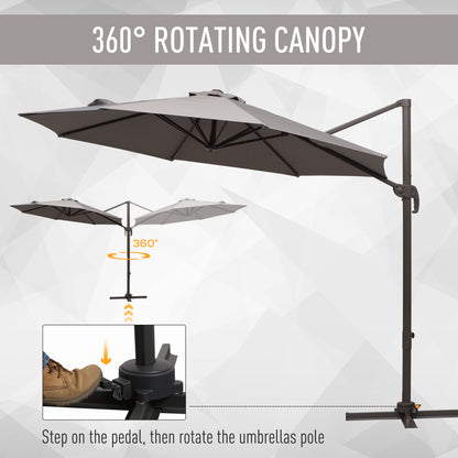 Outsunny 3m Cantilever Aluminium Frame Outdoor Garden Parasol Szary