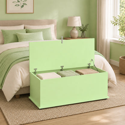 HOMCOM 114L Large Storage Chest, Green Bench Trunk with Safety Hinge for Bedroom, Living Room & Entryway