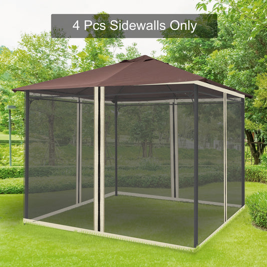 Outsunny 302 x 207cm Universal Replacement Mesh Sidewall Netting for Patio Gazebos and Canopy Tents, (Sidewall Only) Beige