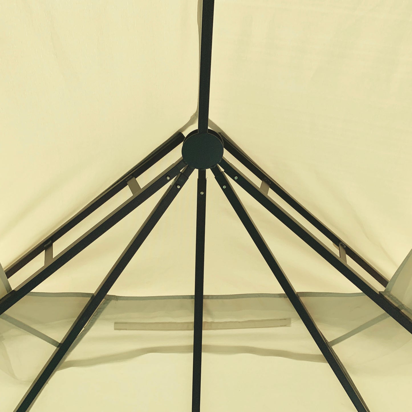 Outsunny 3,7 x 3(m) Patio Altana Baldachim Namiot ogrodowy z 2-poziomowym dachem i moskitierą, metalowa rama, beżowy