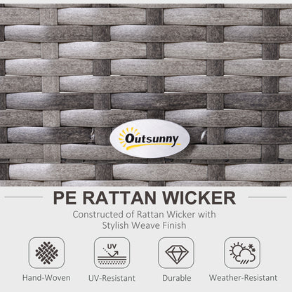 Outsunny Rattan Garden Furniture 4 Seaters Half-round Patio Outdoor Sofa &amp; Table Set Wicker Weave Conservatory Cushioned Seat with Pillow - Grey