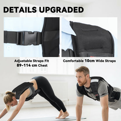 SPORTNOW Weighted Vest, 5 kg Weight Vest with Adjustable Straps, Reflective Strips, Black