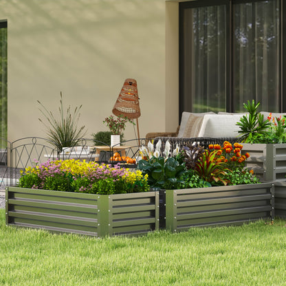 Outsunny Set of Two 110 x 50cm Steel Planter Boxes - Dark Grey