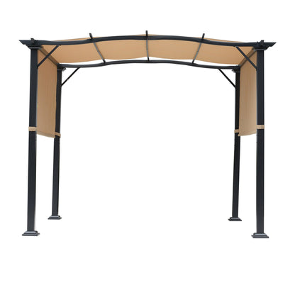 Outsunny Outdoor Retractable Pergola Garden Gazebo with Two Adjustable Side Canopy Overhead Sun Shade Backyard Canopy Cover, Steel Khaki 3x2.45x2.3m