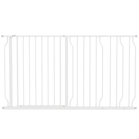 PawHut Extra Wide Dog Safety Gate, with Door Pressure, for Doorways, Hallways, Staircases - White