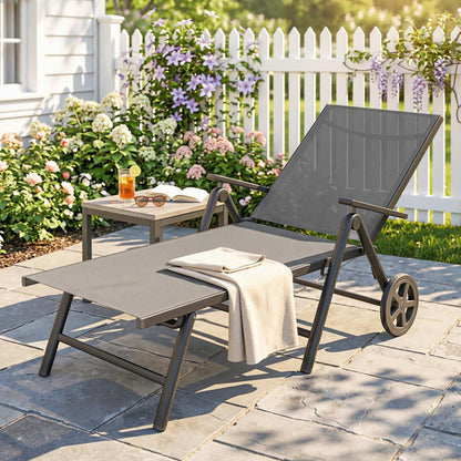 Outsunny Five-Position Reclining Sun Lounger - Grey