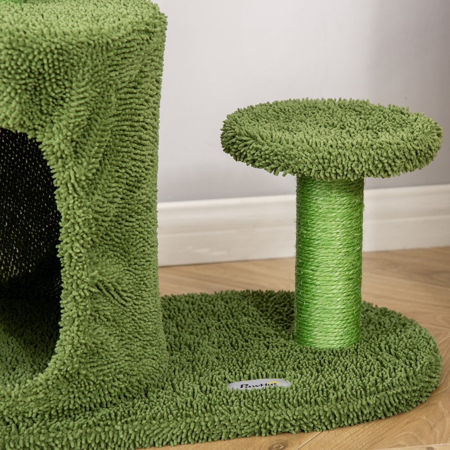 PawHut Cat Tree Tower Cactus Shape with Scratching Post Condo Perch Dangling Ball Kitten Toy Play House Activity Center