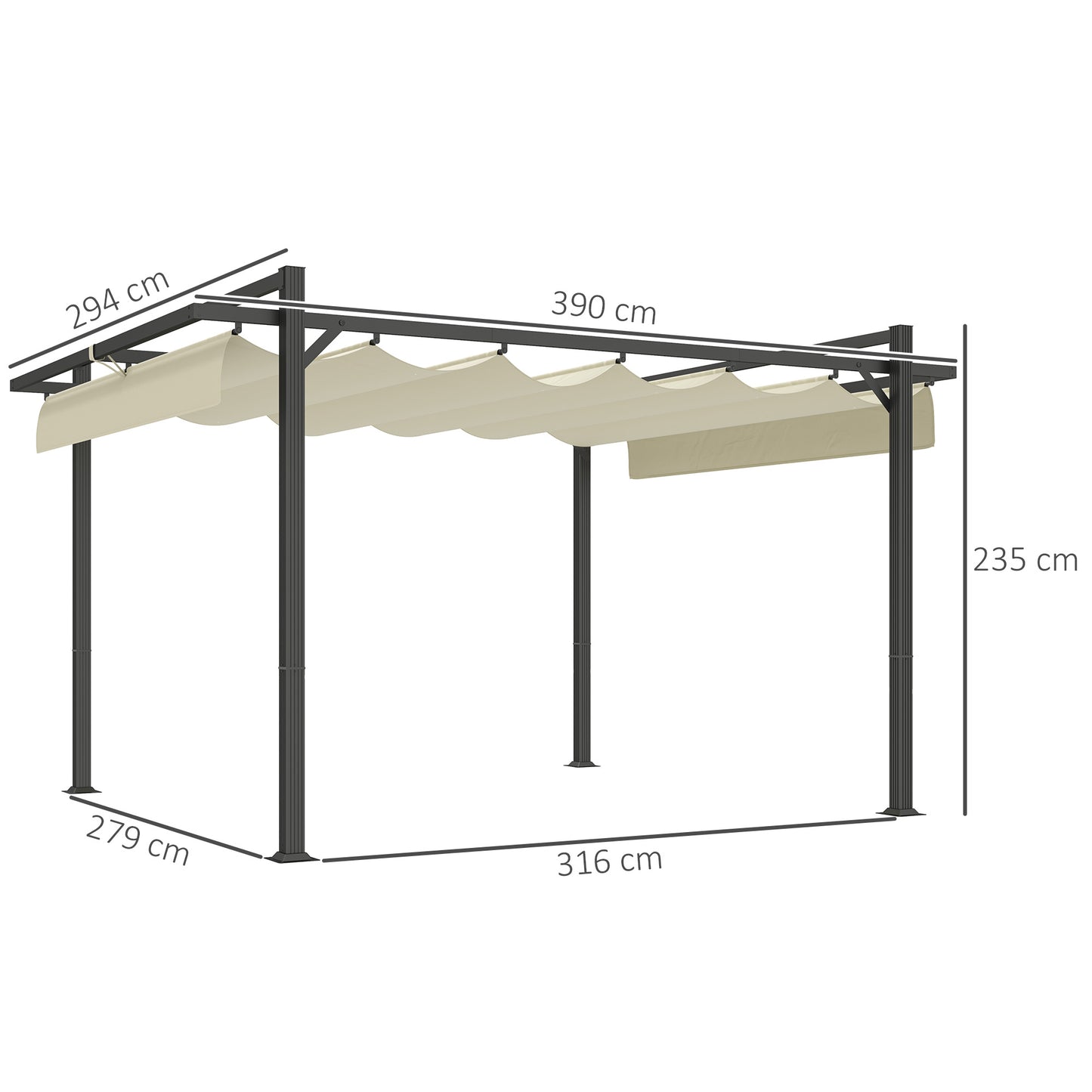 Outsunny 3 x 4m aluminiowa pergola z rozsuwanym dachem - szary/khaki