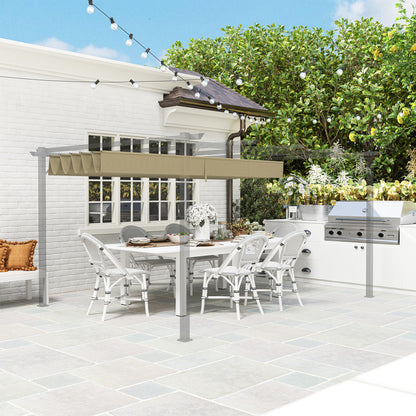 Osłona przeciwsłoneczna Outsunny Retractable Pergola Shade Cover, wymienna osłona do pergoli 4 x 3 (m), dach chowany, kolor brązowy