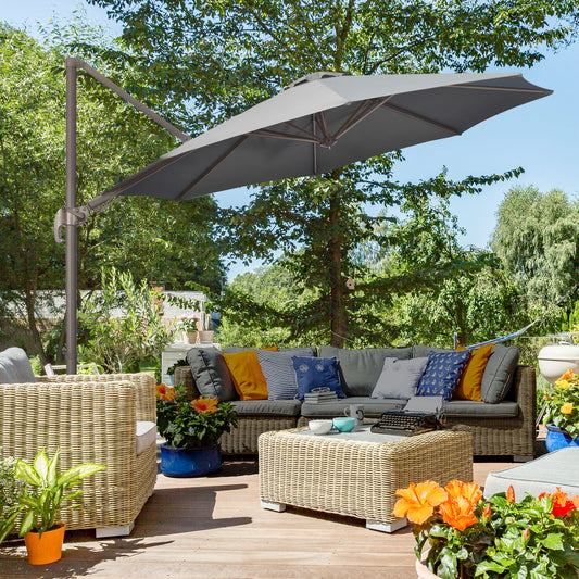Outsunny 3(m) Cantilever Parasol in Dark Grey, image 2
