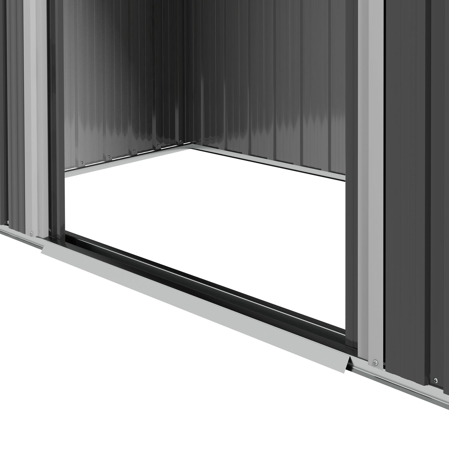 Outsunny 6,5x3,5ft Metalowy domek ogrodowy do przechowywania narzędzi na zewnątrz z podwójnymi drzwiami przesuwnymi i 4 otworami wentylacyjnymi, ciemnoszary