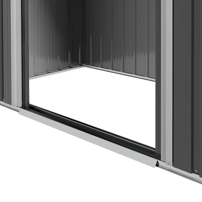 Outsunny 6,5x3,5ft Metalowy domek ogrodowy do przechowywania narzędzi na zewnątrz z podwójnymi drzwiami przesuwnymi i 4 otworami wentylacyjnymi, ciemnoszary