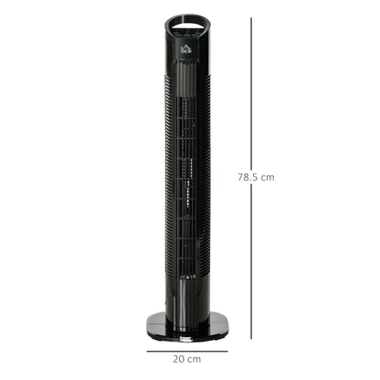 HOMCOM 31" Freestanding Tower Fan, 3 Speed 3 Mode, 7.5H Timer, Oscillating, LED Panel, Remote Control, 31 Inch Standing Fan, Black