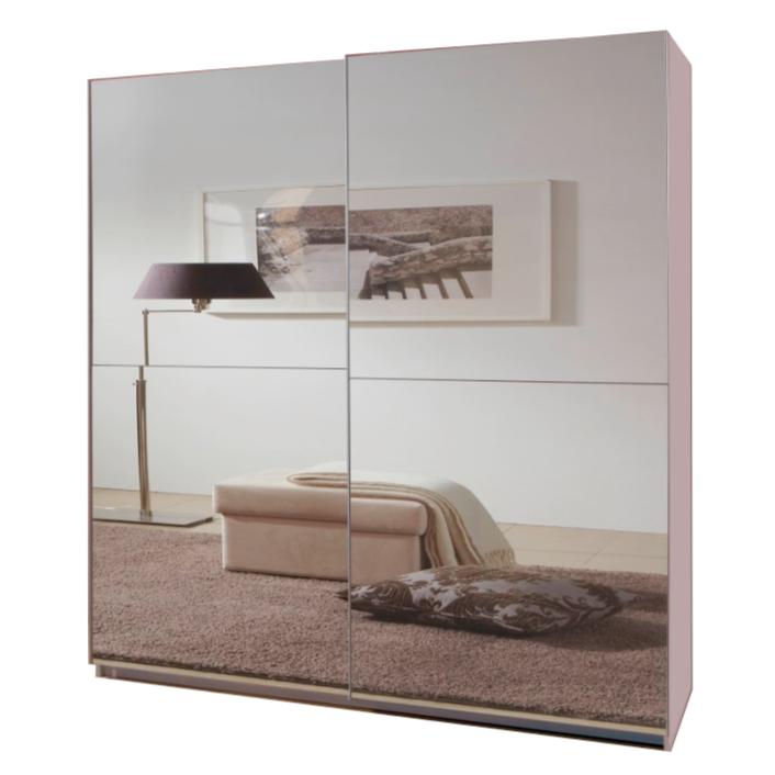 Quinn 2 Door Fully Mirrored Sliding Wardrobe White - 135cm Size