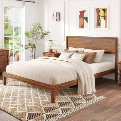 Single/King Size Bed Frame with Headboard and Slats Support-Queen size