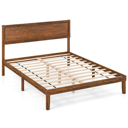 Single/King Size Bed Frame with Headboard and Slats Support-Queen size