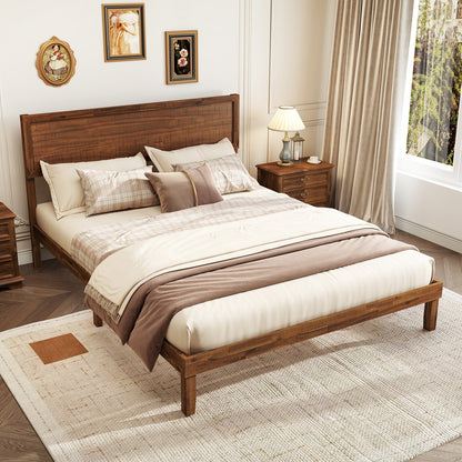 Single/King Size Bed Frame with Headboard and Slats Support-Queen size