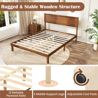 Single/King Size Bed Frame with Headboard and Slats Support-Queen size