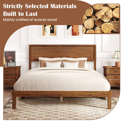 Single/King Size Bed Frame with Headboard and Slats Support-Queen size