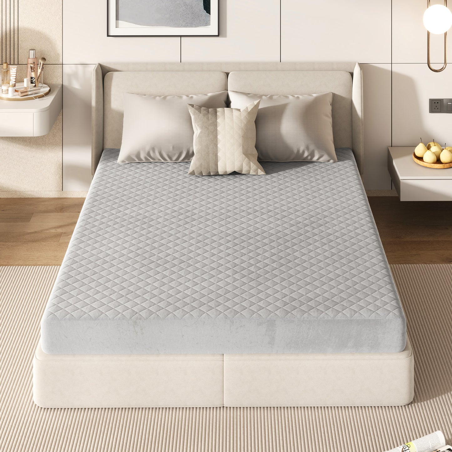 Twin/Queen/King Size Luxury Super Soft Velvet Mattress Protector-Queen size