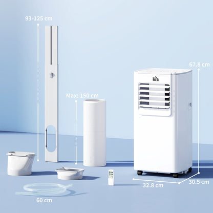 HOMCOM 5000 BTU Portable Air Conditioner, 4-in-1 Air Conditioning Unit, Dehumidifier, Cooling, Fan, Sleep Mode, with Remote Control, 2 Speeds, 24H Timer, Window Venting Kit, 12m2