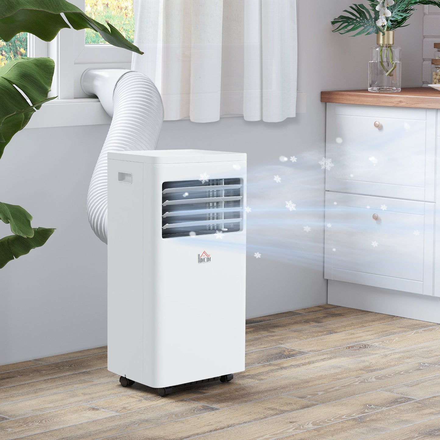 HOMCOM 7000 BTU Air Conditioning Unit, 3-in-1 Portable Air Conditioner, Dehumidifier, Cooling Fan with 2 Speeds, 24H Timer, Remote Control, Digital Display, Window Venting Kit, 15m_