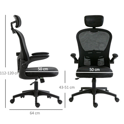 Vinsetto Multi-Adjustable Office Chair, with Lumbar Support, Headrest and Mesh Back - Black