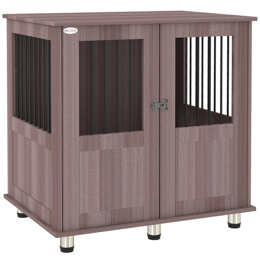 PawHut Dog Crate Table dla średnich i dużych psów z magnetycznymi drzwiczkami do użytku wewnątrz pomieszczeń, 85 x 55 x 75 cm, fioletowy