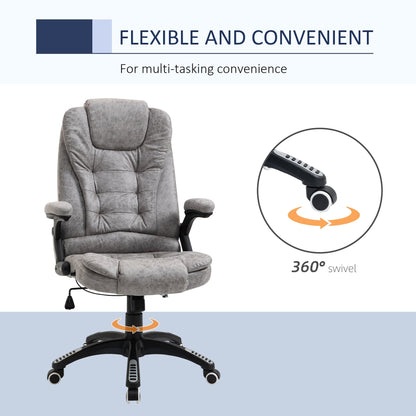 Vinsetto Swivel Office Chair for Home Ergonomic Micro Fiber Computer Chair, with Arm, Adjustable Height, Grey Armchair