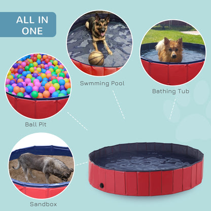 Pawhut 160 x 30H cm Pet Swimming Pool - Red/Dark Blue PVC