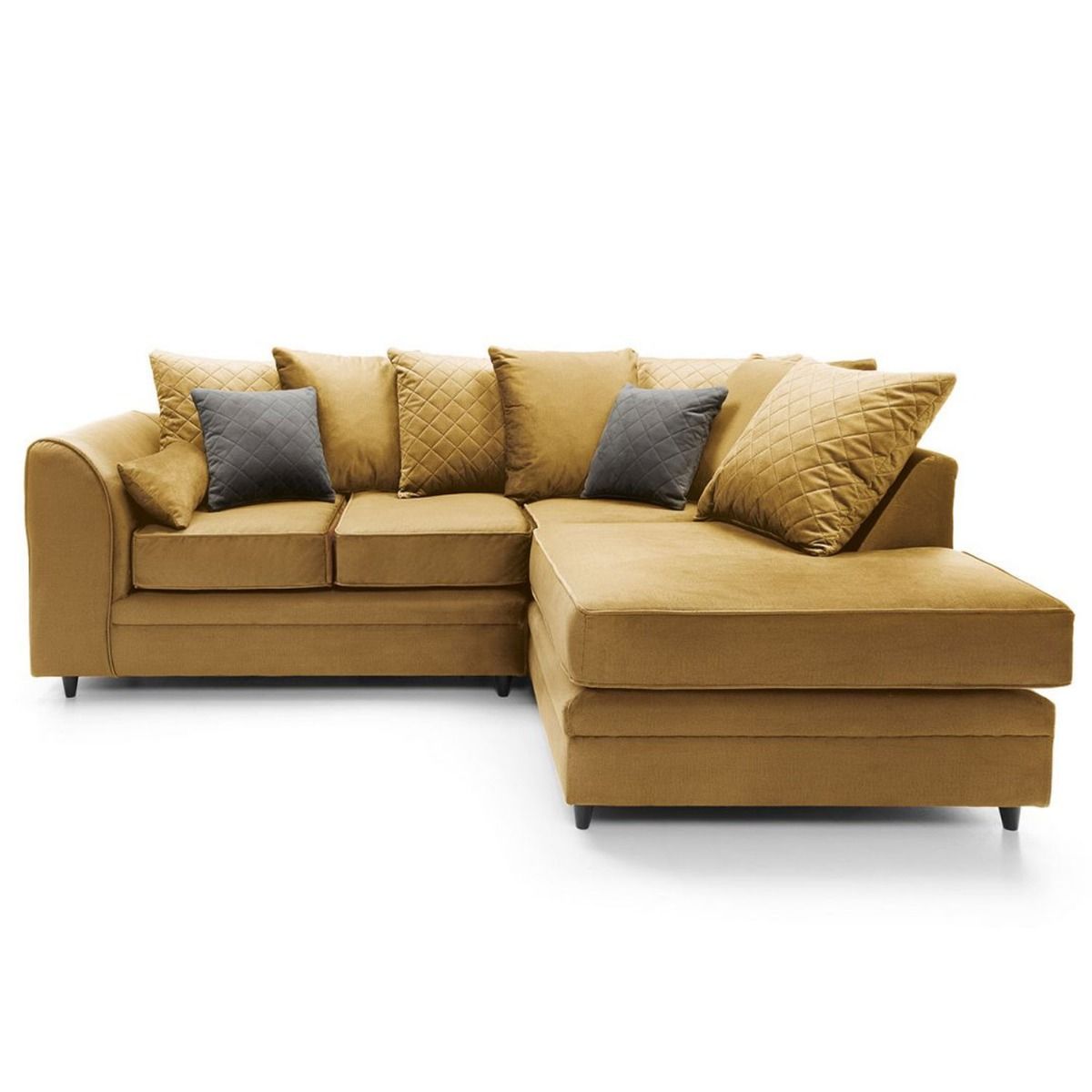 Bethan Velvet Corner Sofa - Left Arm Antique Gold