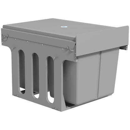 HOMCOM Pull Out Bin, Under Sink Bin - 3 Removable Compartments (15L + 2 x 8L) for 400mm Cabinets, Light Grey