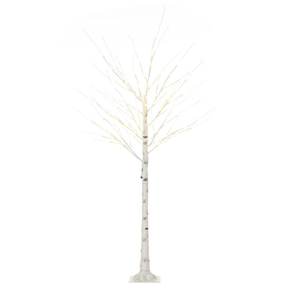 HOMCOM 6ft Artificial White Birch Tree Light with Warm White Pre-Lit LED Light for Indoor and Covered Outdoor Use