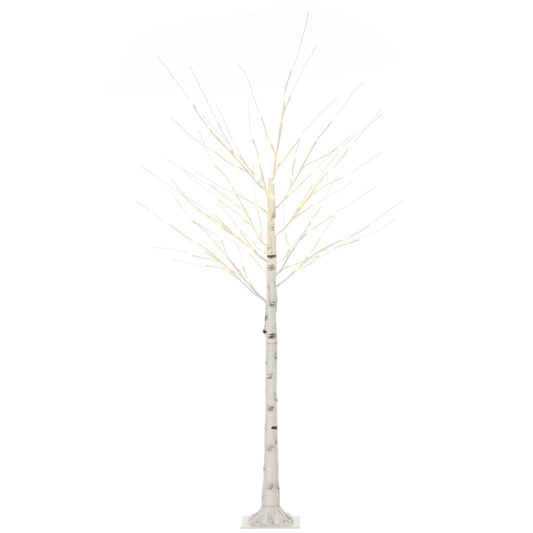 HOMCOM 6ft Artificial White Birch Tree Light with Warm White Pre-Lit LED Light for Indoor and Covered Outdoor Use