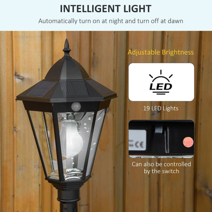 عمود إضاءة للحديقة بطول 1.9 متر من Outsunny، مصباح LED خارجي يعمل بالطاقة الشمسية بتصنيف IP44 مع إطار من الألومنيوم للفناء والممر والممشى، باللون الأسود