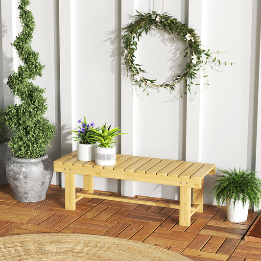 Outsunny 1-częściowa 2-osobowa ławka ogrodowa do użytku na zewnątrz i wewnątrz, drewniana, jodła, patio, 110 dł. x 38 szer. x 35 wys. cm, naturalna